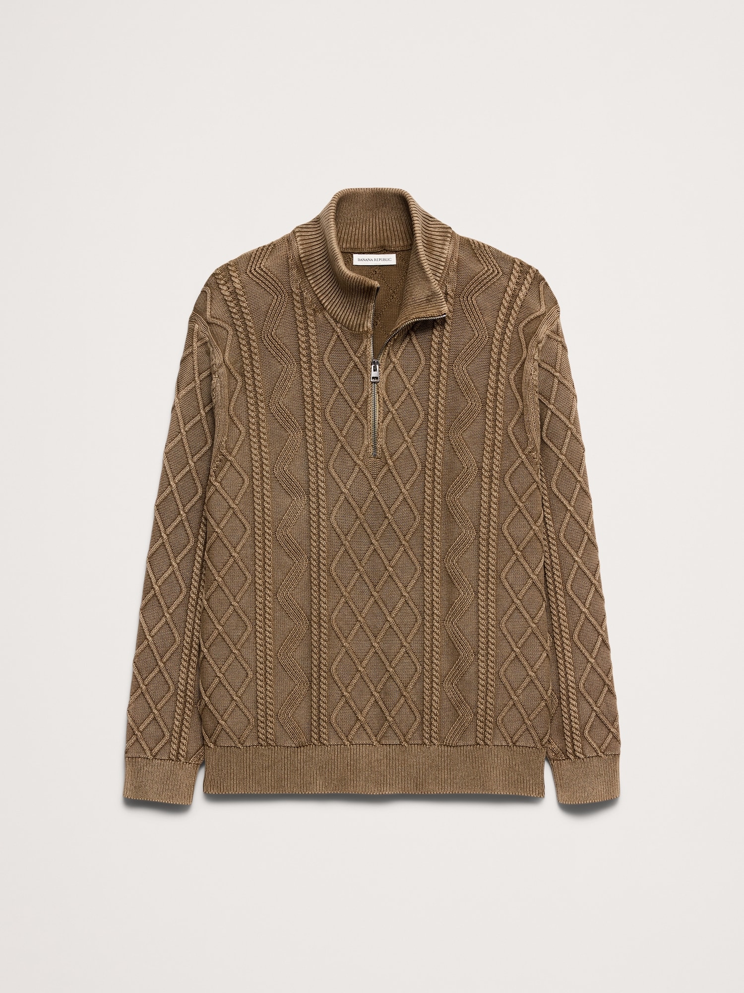 Cotton Cable-Knit Half-Zip Sweater
