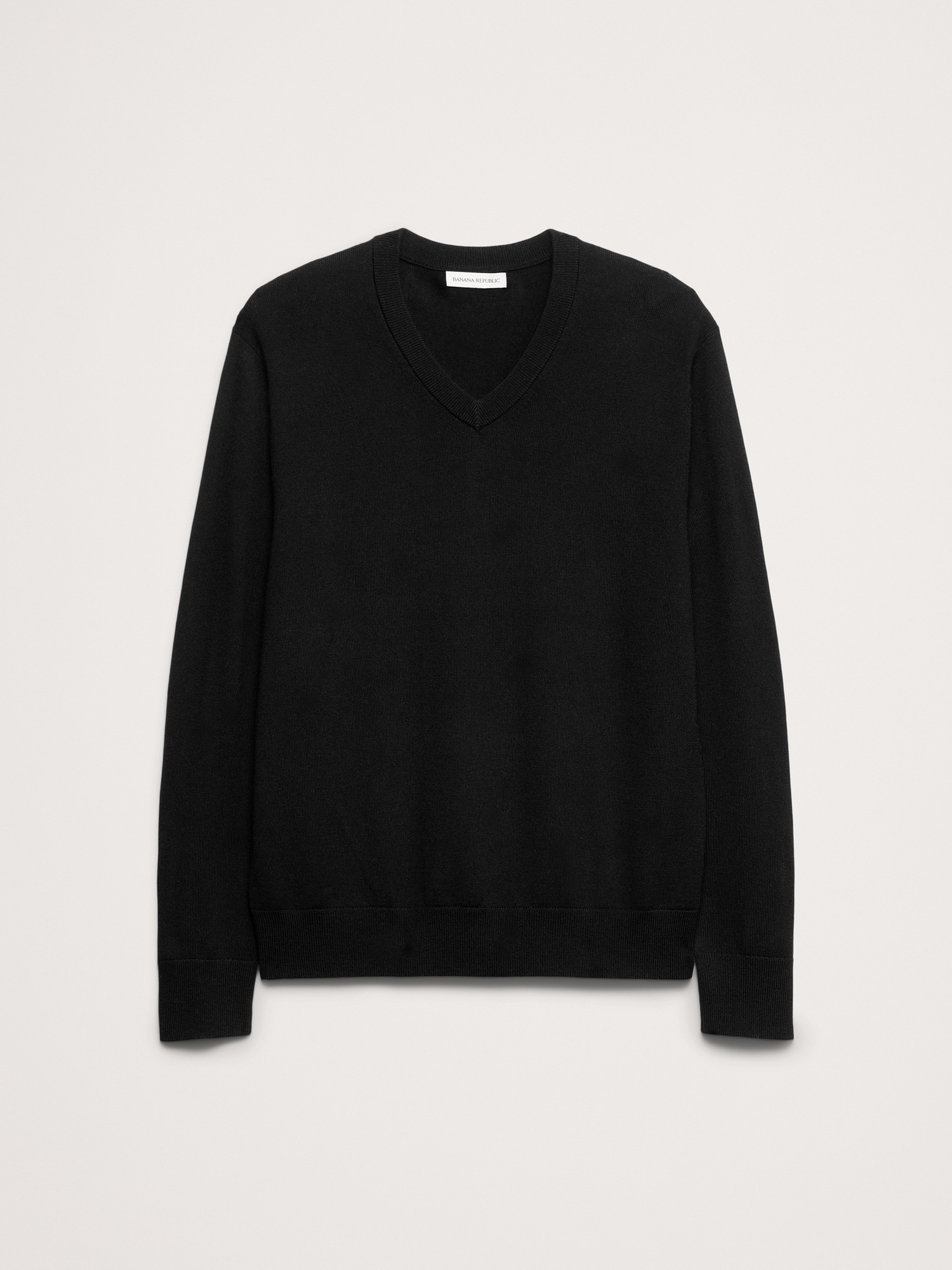 Мужской свитер Banana Republic Merino V-Neck, цвет: Чёрный — фото 4