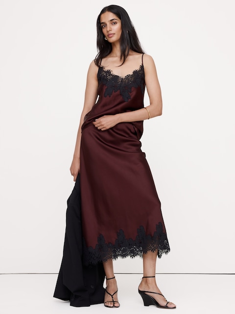 Stretch-Satin Lace-Trim Camisole