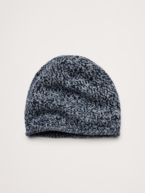 Marled Merino-Cotton Rolled Beanie