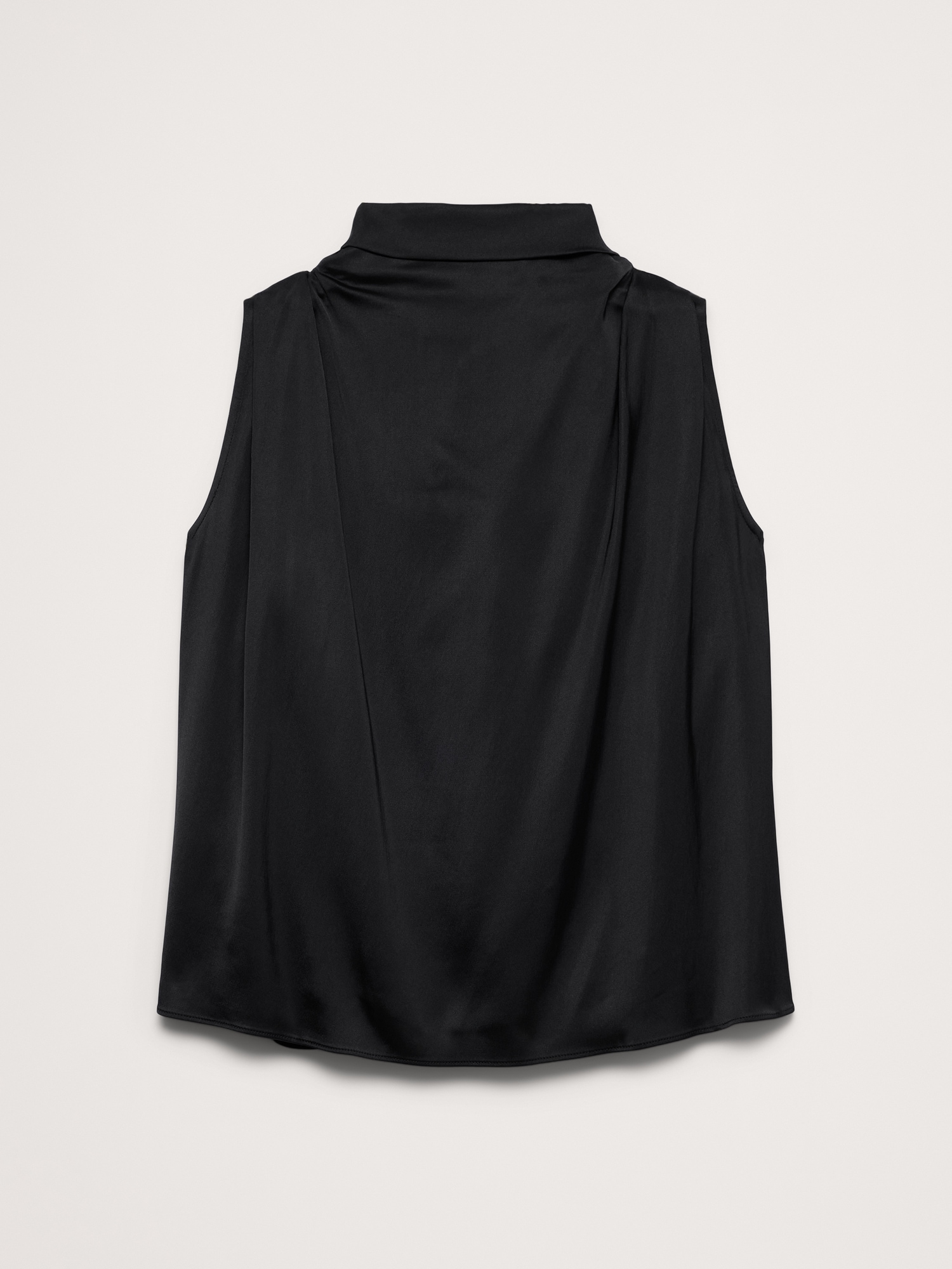 Satin-Stretch Tie-Neck Top