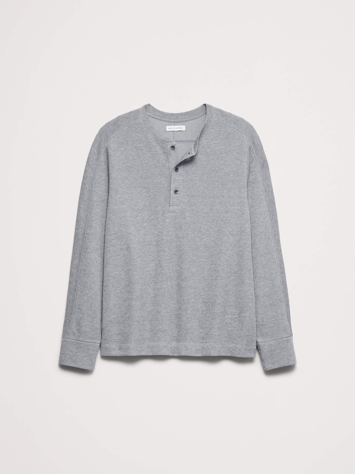 Мужская футболка Banana Republic Slub Double-Knit Henley, цвет: Меланжевый серый — фото 4