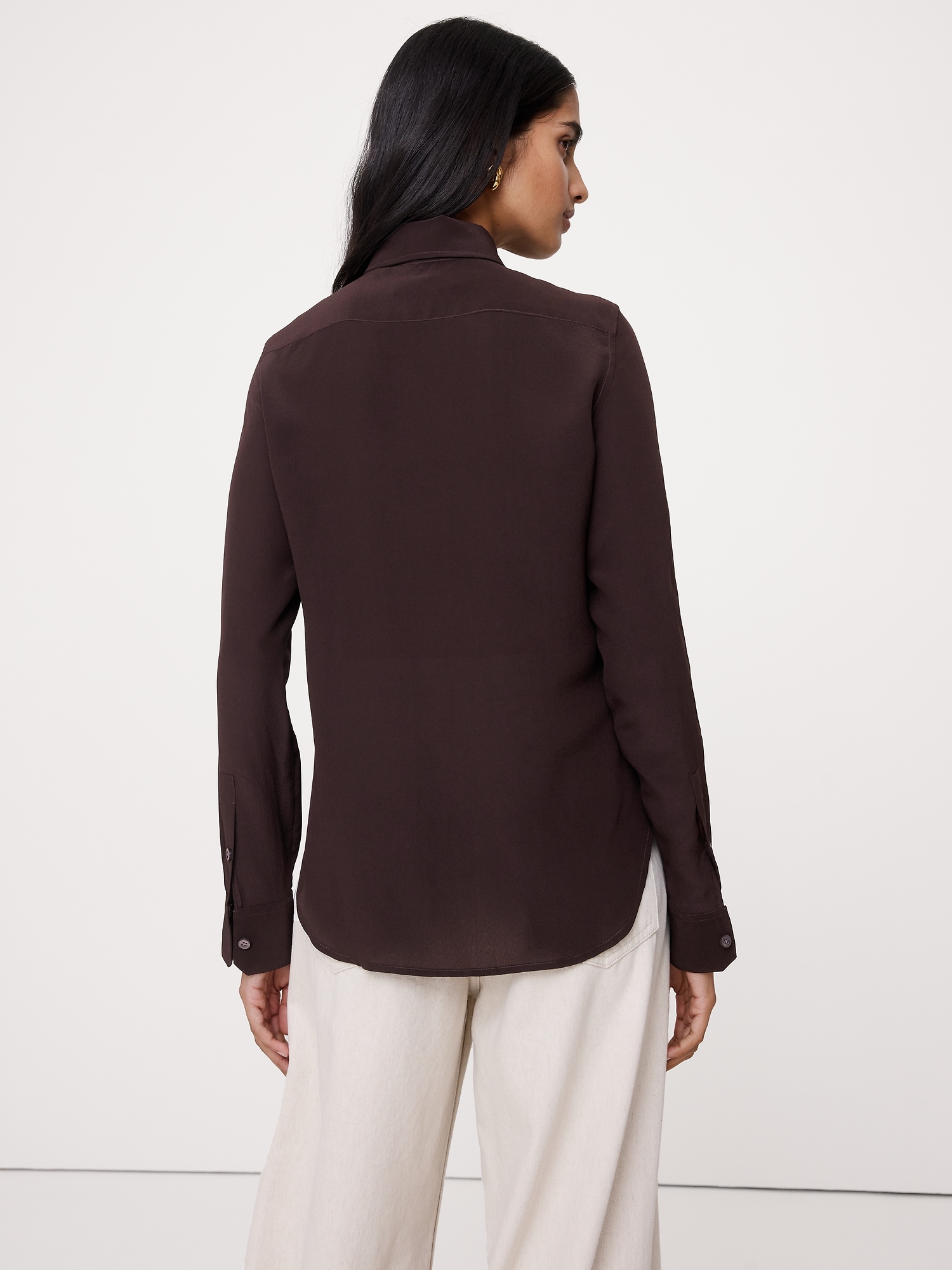 Женская рубашка Banana Republic Matte Silk, цвет: Коричневый — фото 2