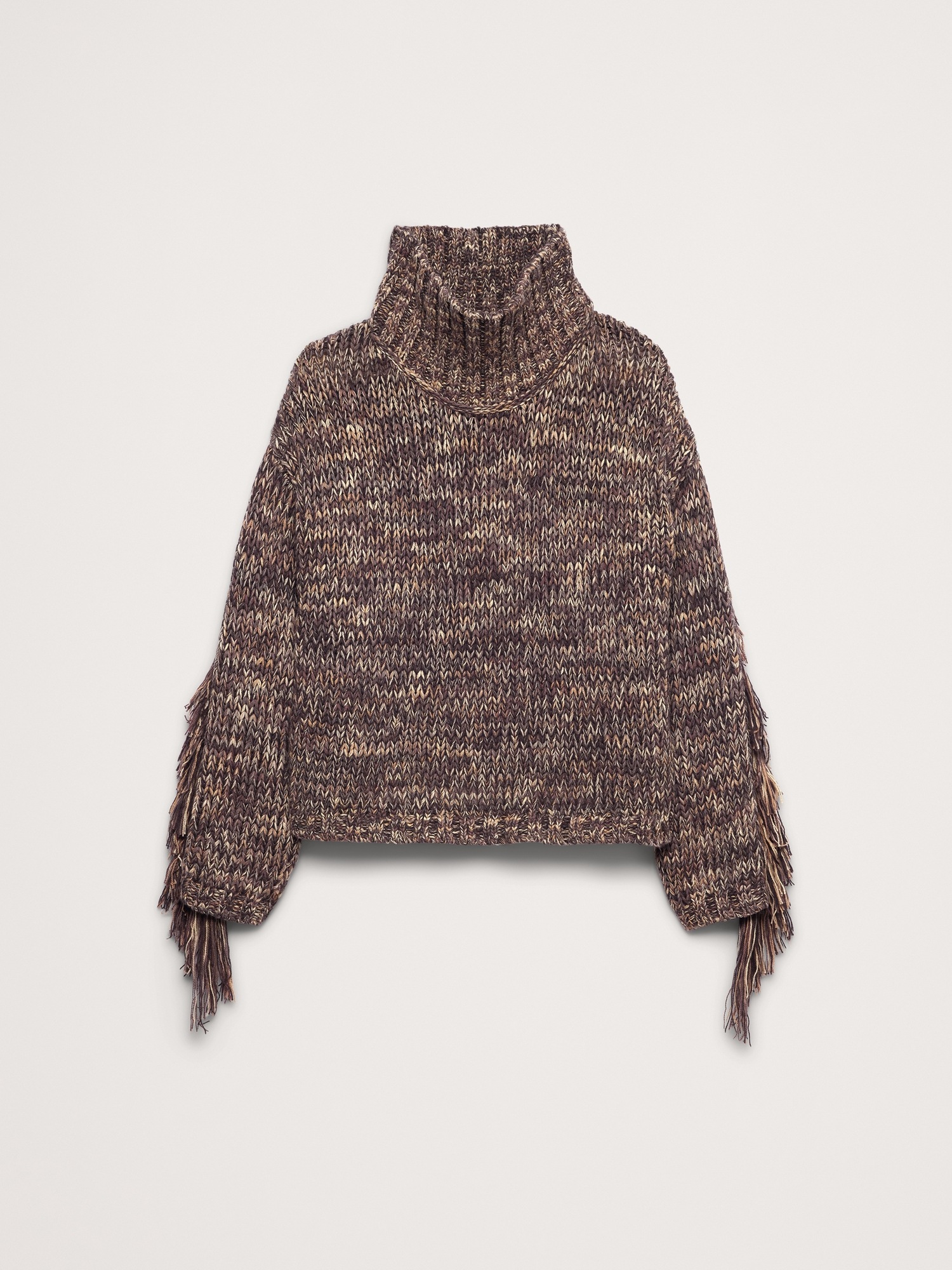 Женский свитер Banana Republic Marled Wool-Cotton Fringe, цвет: Тёмный трюфельный серый — фото 2