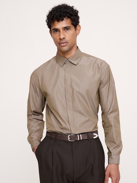 Relaxed-Fit Cotton Poplin Tuxedo Shirt