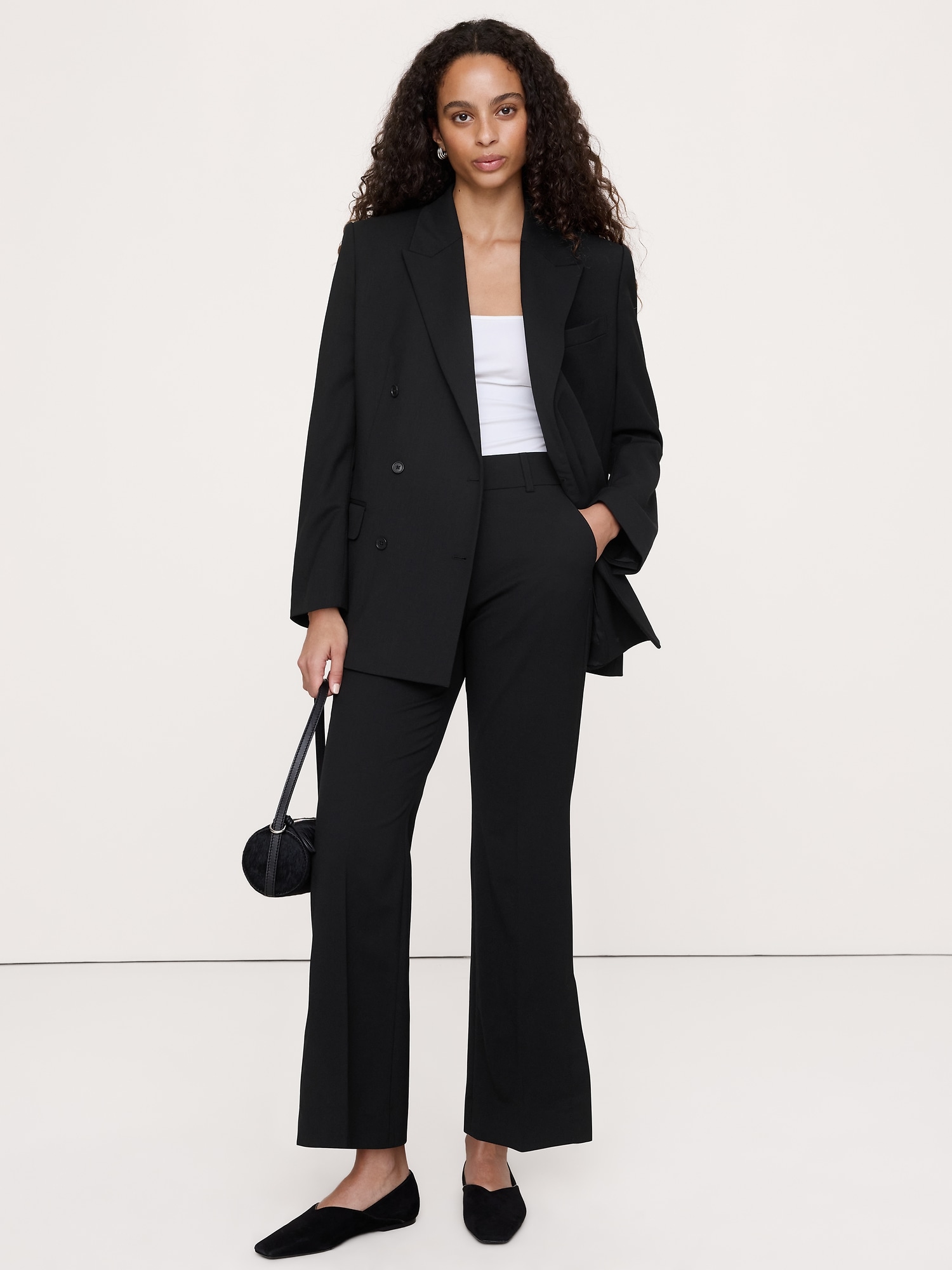 High-Rise Modern Flare Wool-Blend Pant with Side Slit - thumbnail 5