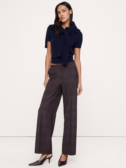 High-Rise Wide-Leg Wool-Blend Pant