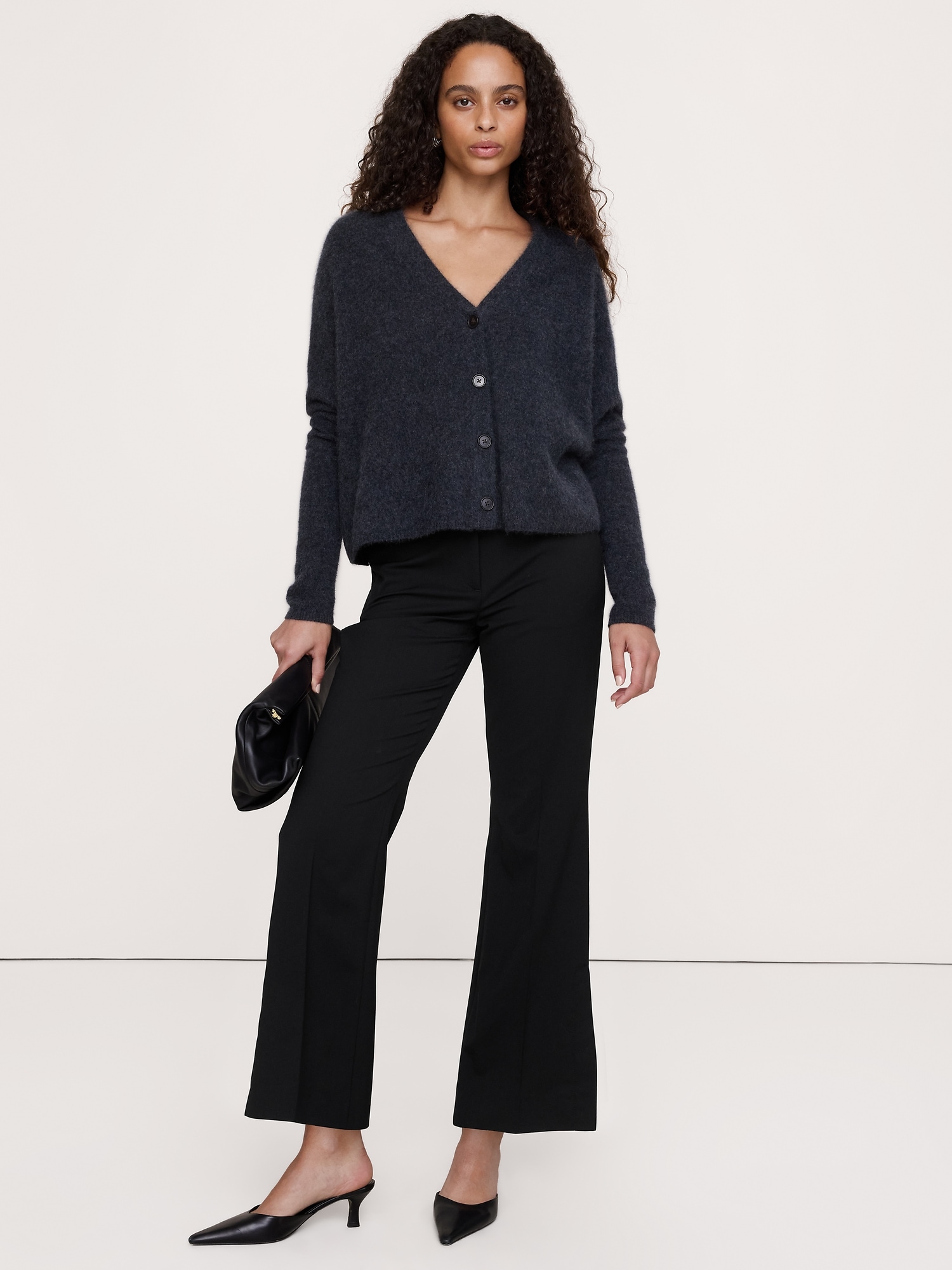 High-Rise Modern Flare Wool-Blend Pant with Side Slit