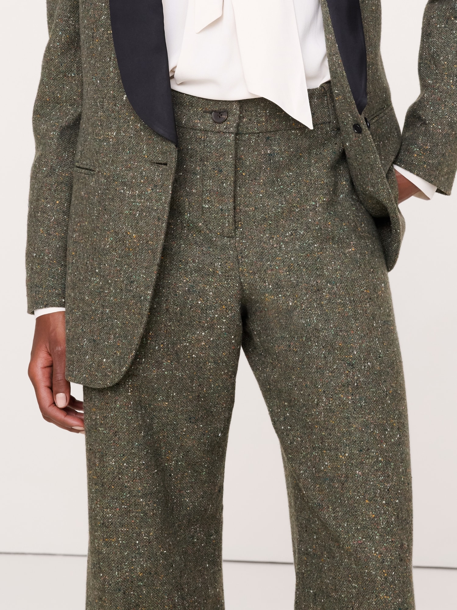 Женские брюки Banana Republic Boyfriend Italian Donegal Pant, цвет: Оливковый зелёный — фото 3
