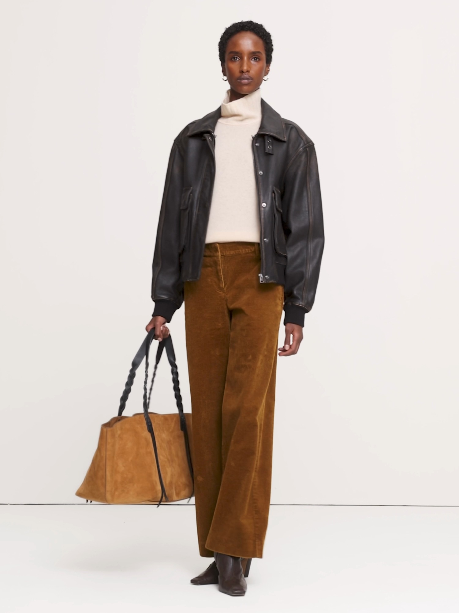 Женские брюки Banana Republic The Everyday Wide-Leg Pant in Corduroy, цвет: Верблюжий коричневый — фото 5