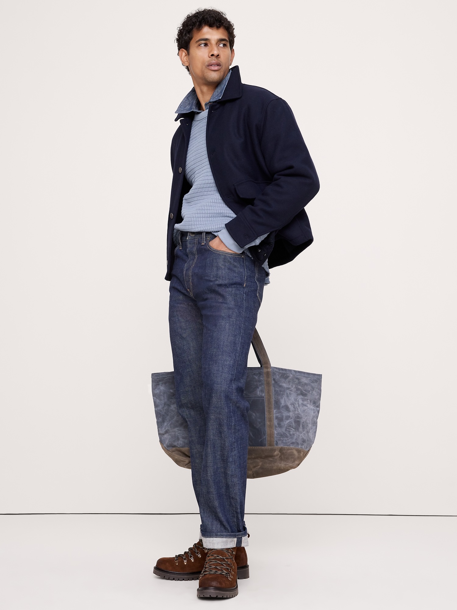 Мужская футболка Banana Republic Alpine Thermal Crew-Neck Bamboo-Stitch, цвет: Синий — фото 3