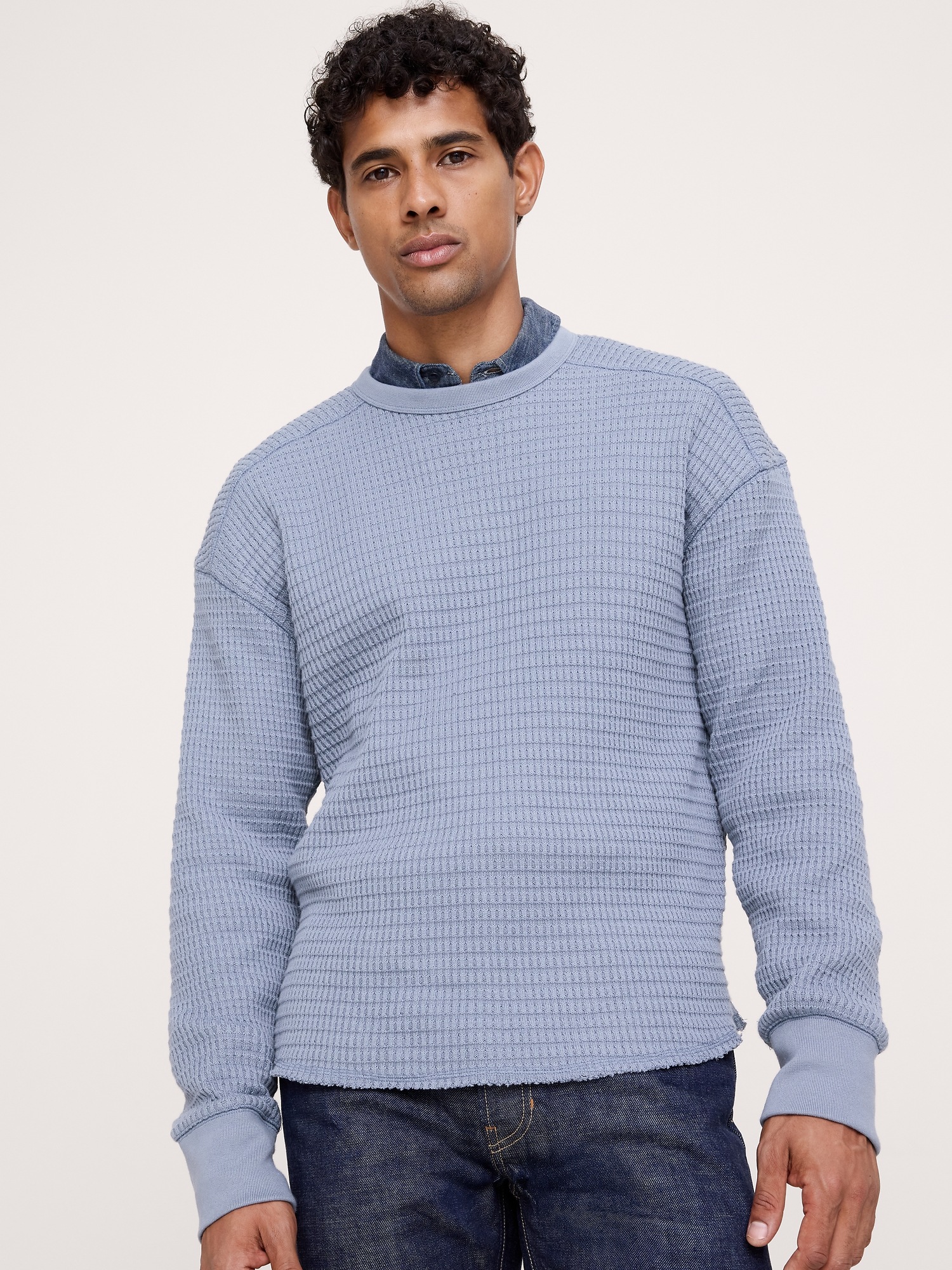 Мужская футболка Banana Republic Alpine Thermal Crew-Neck Bamboo-Stitch, цвет: Синий