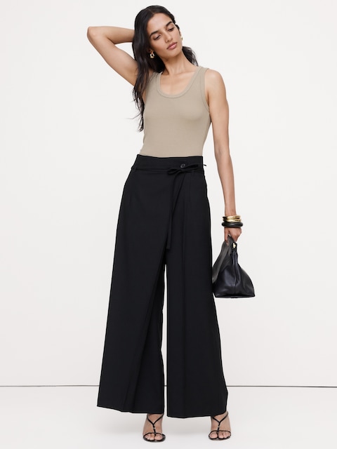 High-Rise Wrap-Front Paperbag Pant