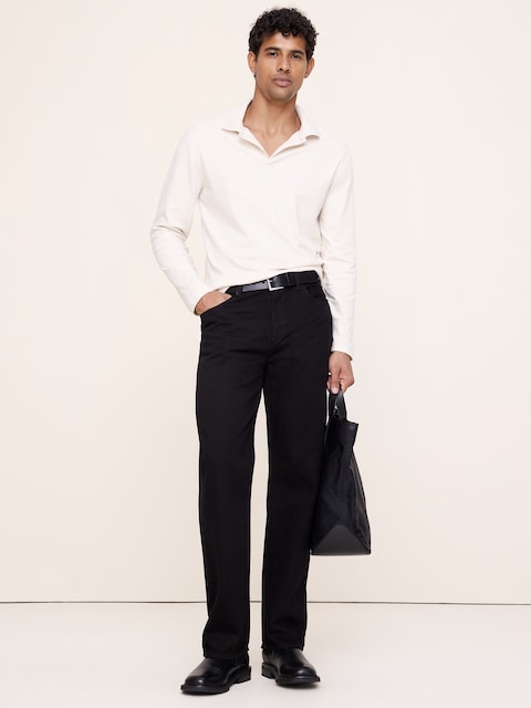 Luxury-Touch Long-Sleeve Polo