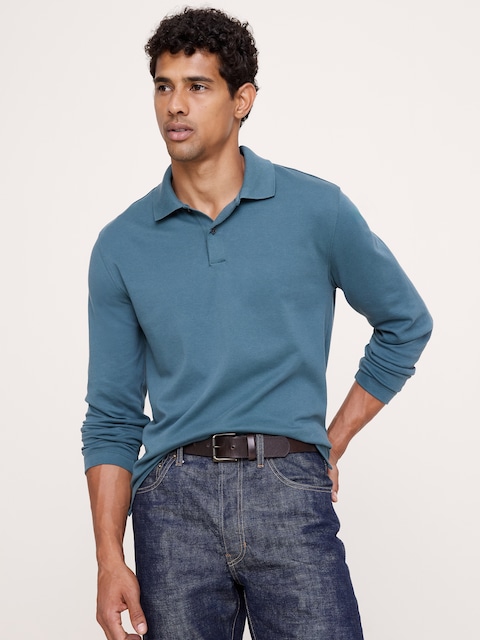Luxury-Touch Long-Sleeve Polo