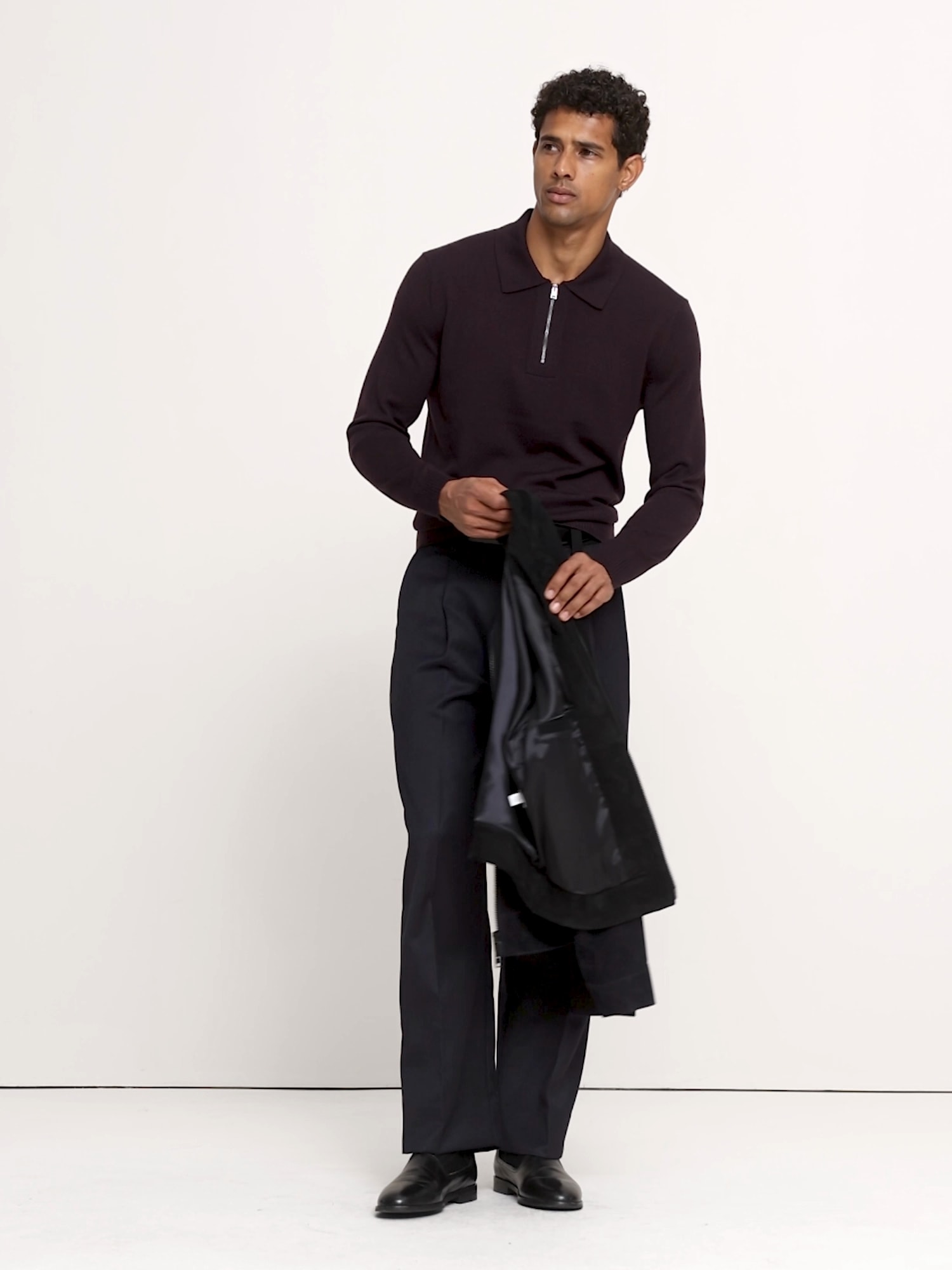 Merino Zip-Up Sweater Polo