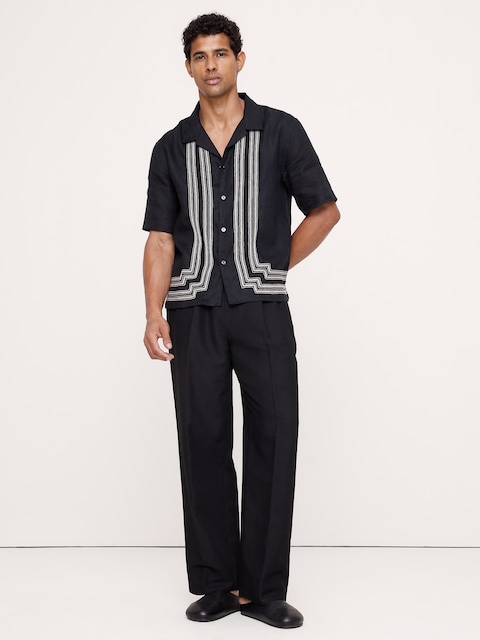 Relaxed-Fit Embroidered Linen Resort Shirt