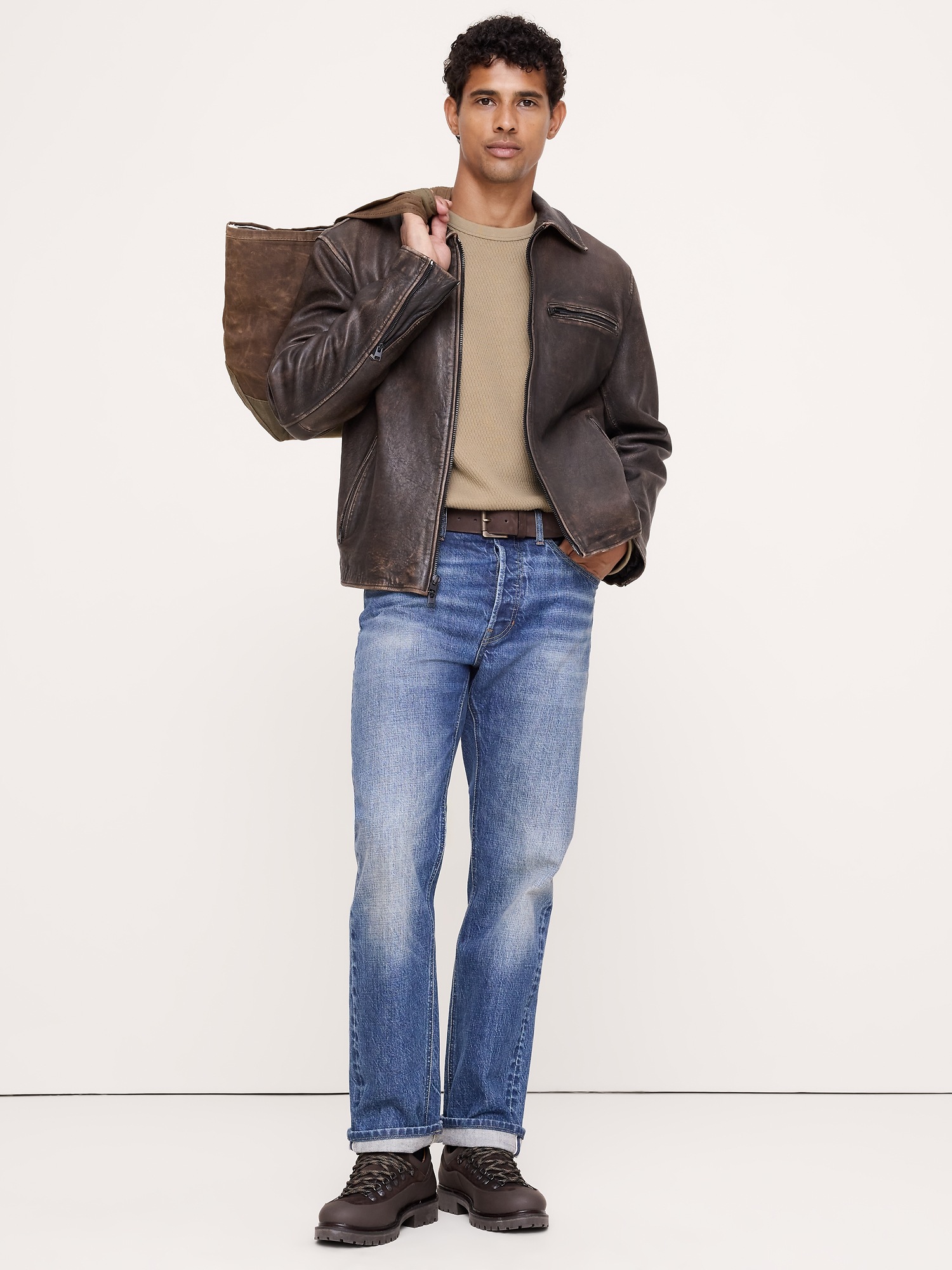 Мужская футболка Banana Republic Alpine Thermal Crew-Neck Almond-Stitch, цвет: Бежевый — фото 3