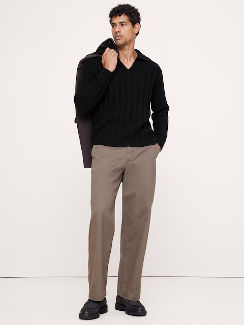 Wool-Blend Cable-Knit Sweater Polo