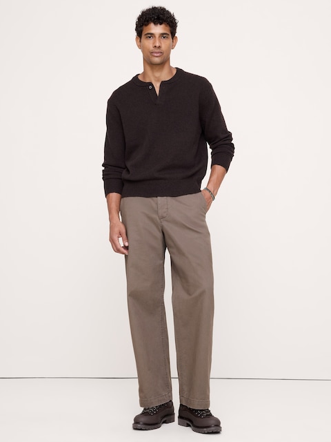 Italian Merino-Blend Henley Sweater