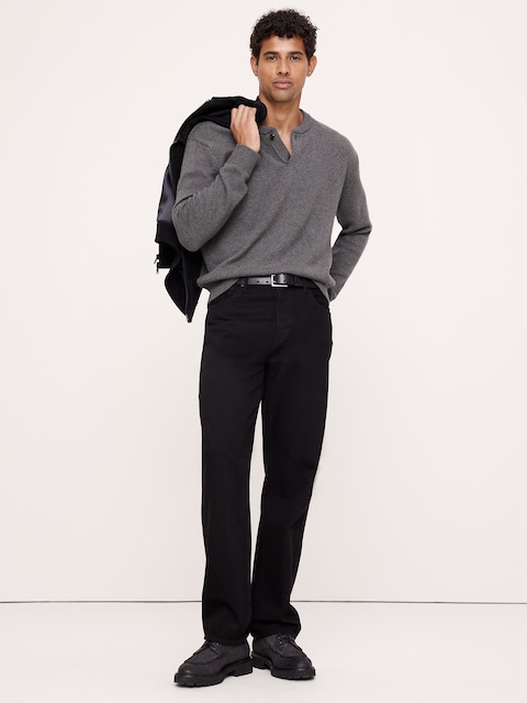 Italian Merino-Blend Henley Sweater