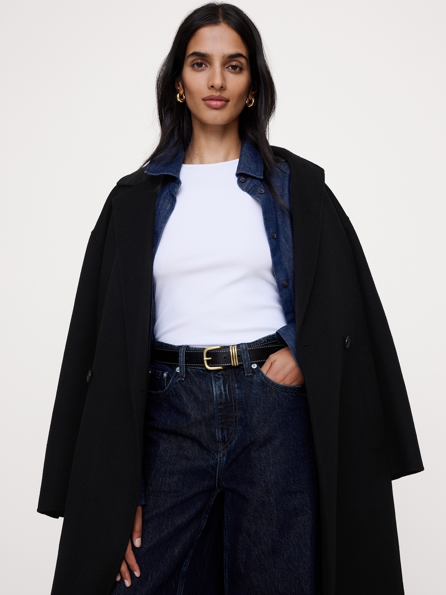 Western Leather Belt with Contrast Stitching - thumbnail 2