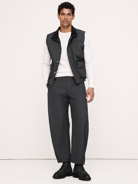 Relaxed Barrel Wool-Blend Pull-On Pant
