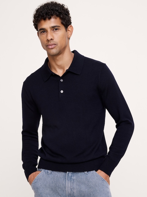Merino Long-Sleeve Sweater Polo