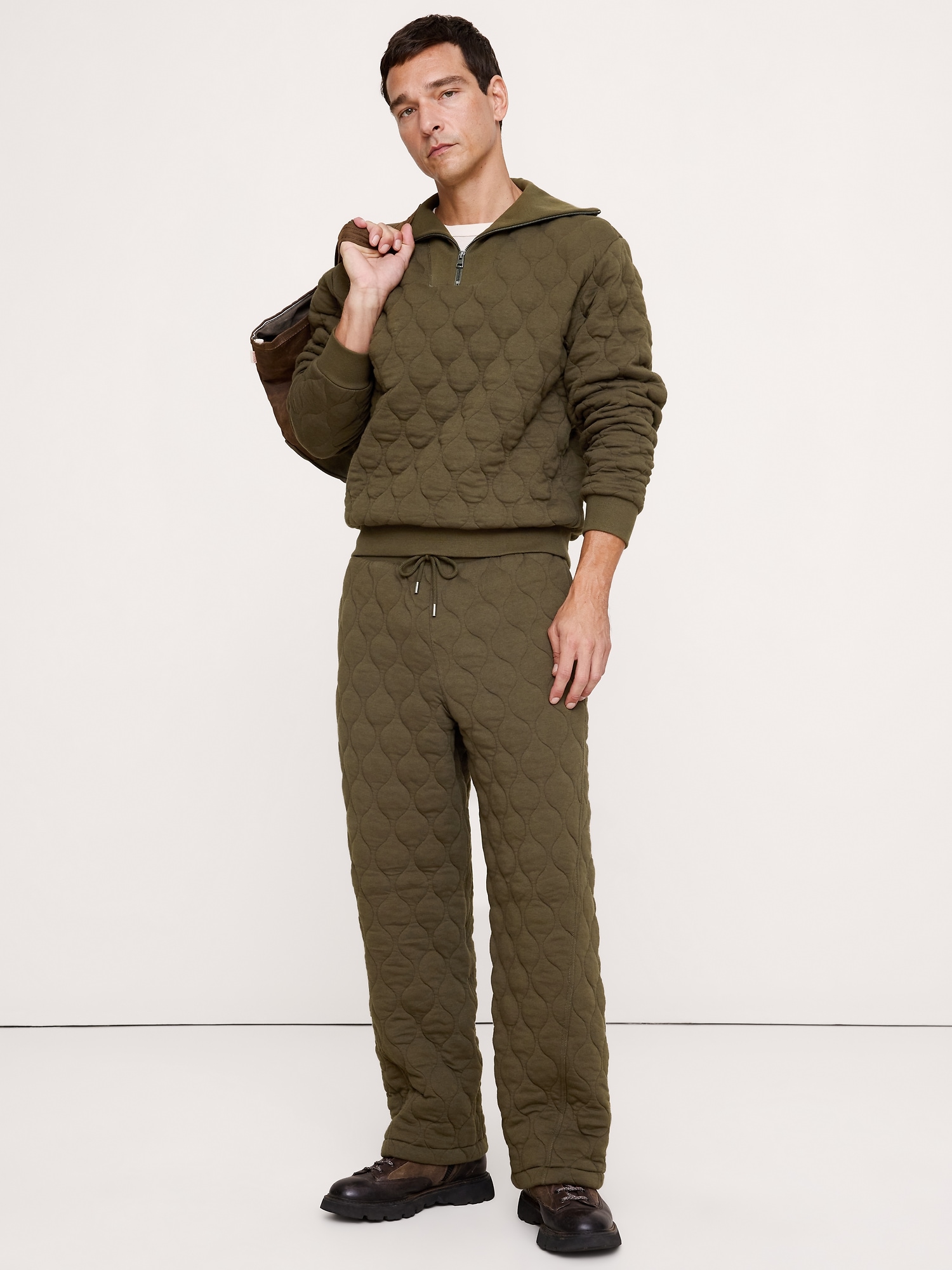 Cotton Quilted Jacquard Pull-On Pant