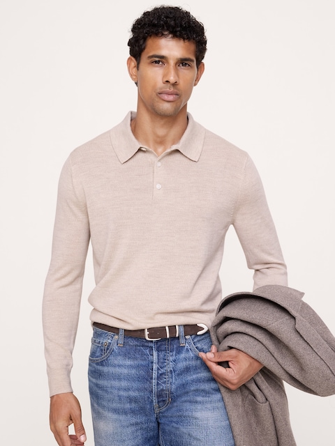 Merino Long-Sleeve Sweater Polo