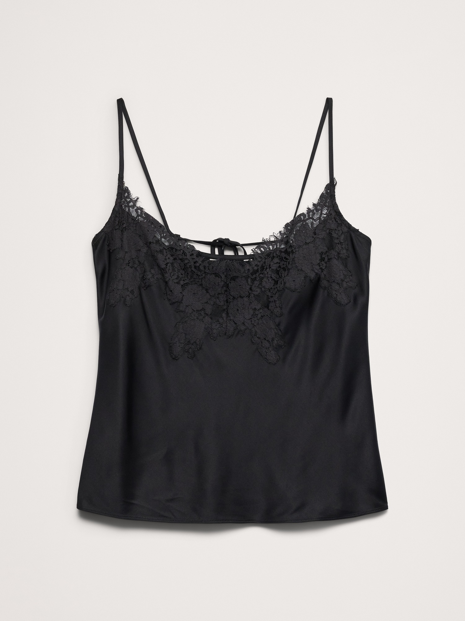 Женский топ Banana Republic Stretch-Satin Lace-Trim Camisole, цвет: Чёрный — фото 5
