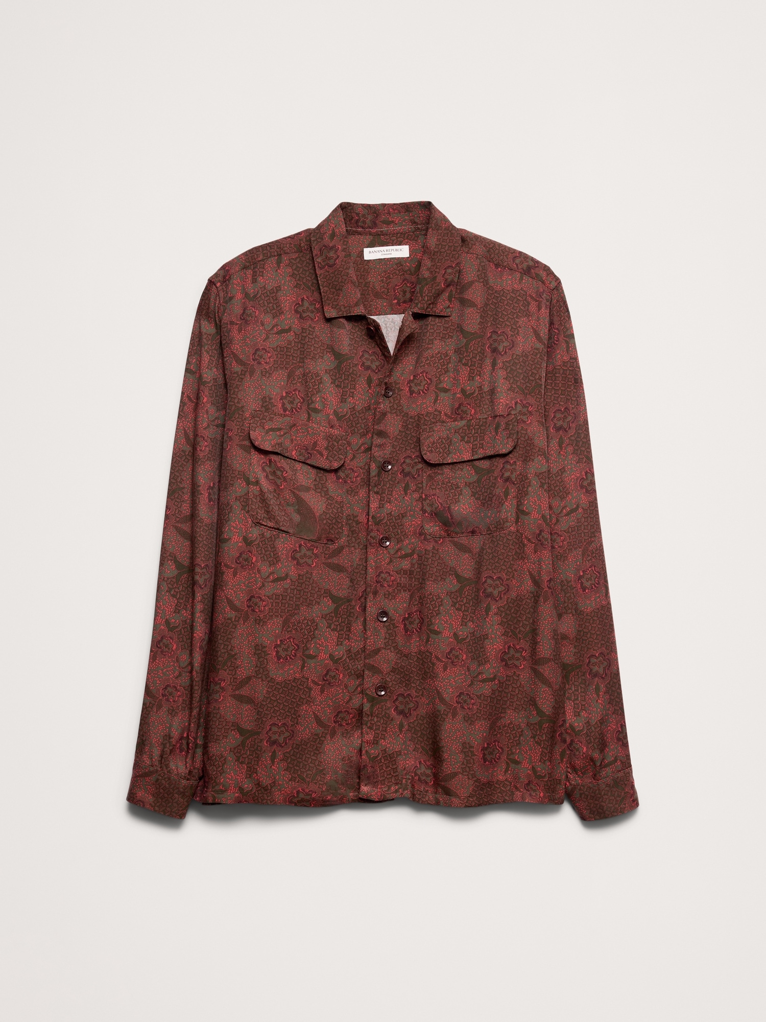 Standard-Fit Drapey Floral Resort Shirt