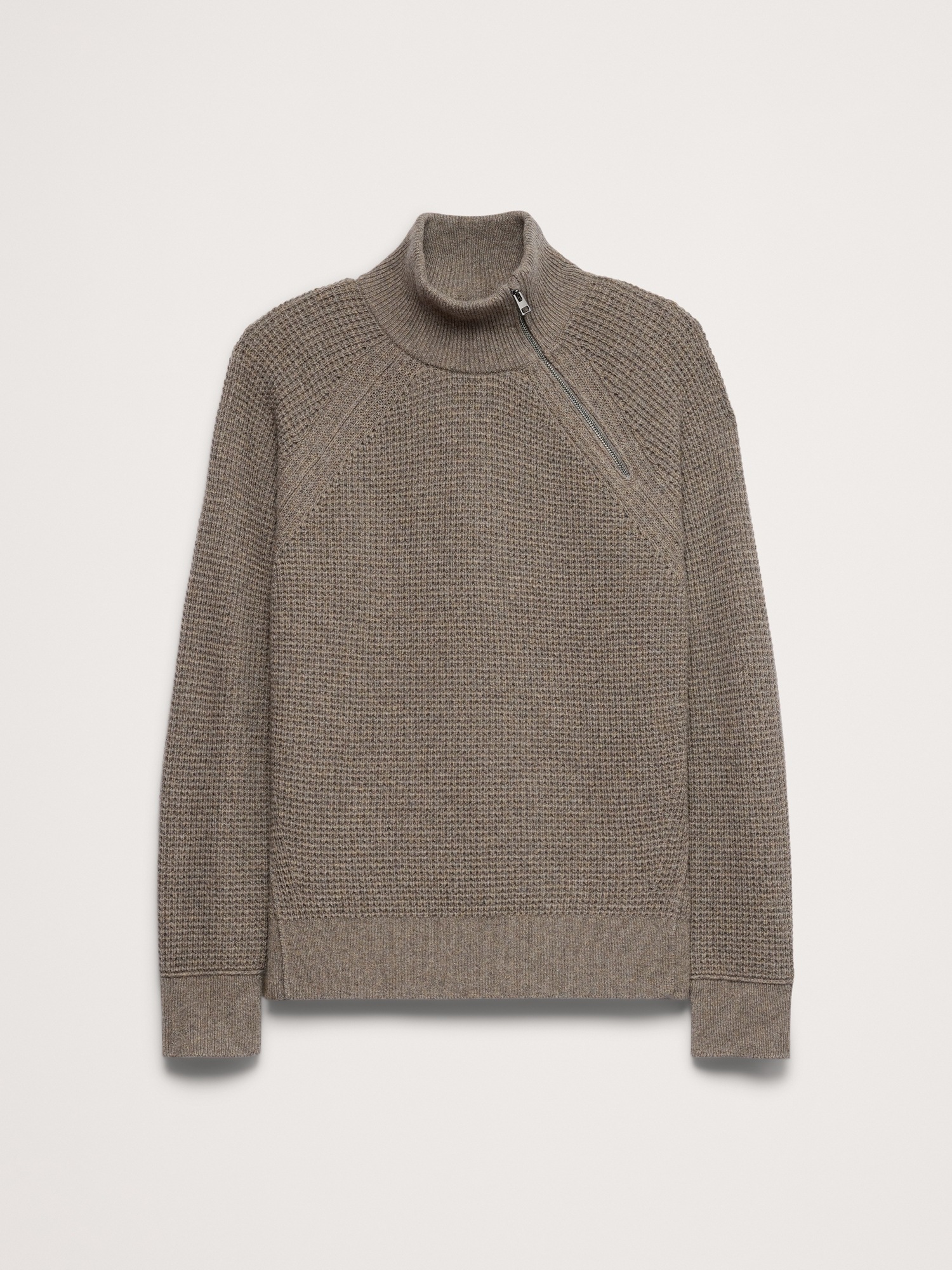 Мужской свитер Banana Republic Italian Merino-Blend Moto Sweater with Side Zip, цвет: Коричневый — фото 4