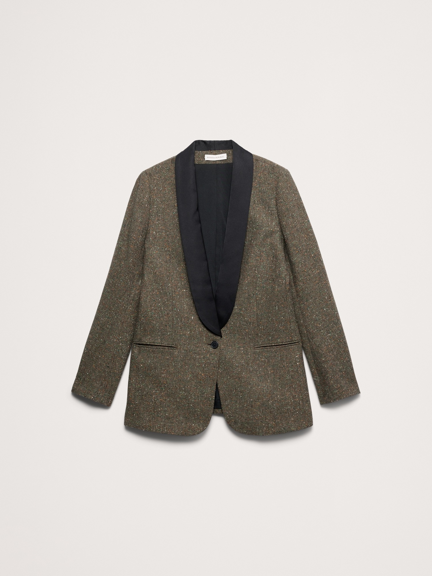 Женский пиджак Banana Republic Italian Wool-Blend Donegal Tuxedo, цвет: Меланжевый оливковый зелёный — фото 4