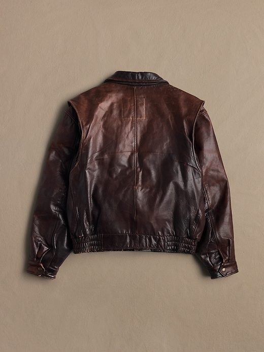 Archive Leather Jacket With Zip-And-Button Closure Men's Size 46