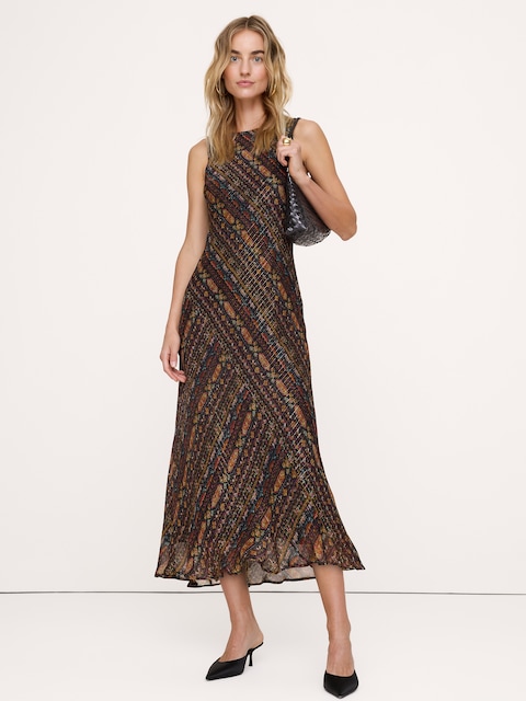 Bias-Cut Chiffon Maxi Dress