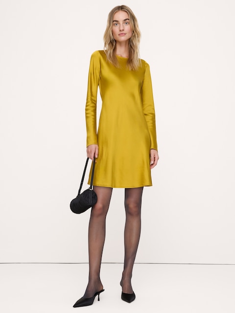 Bias-Cut Stretch-Satin Mini Dress