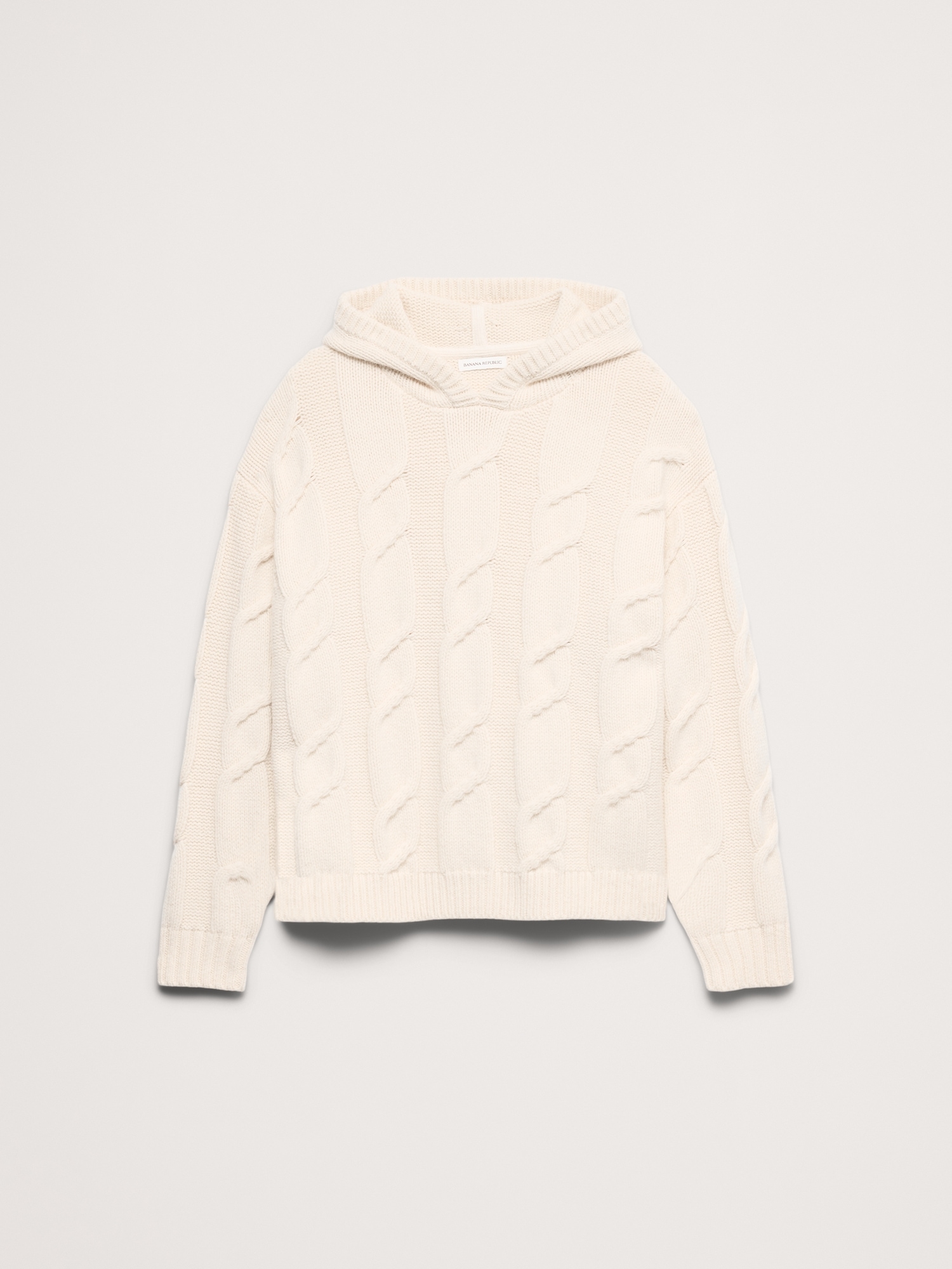 Wool-Blend Cable-Knit Sweater Hoodie