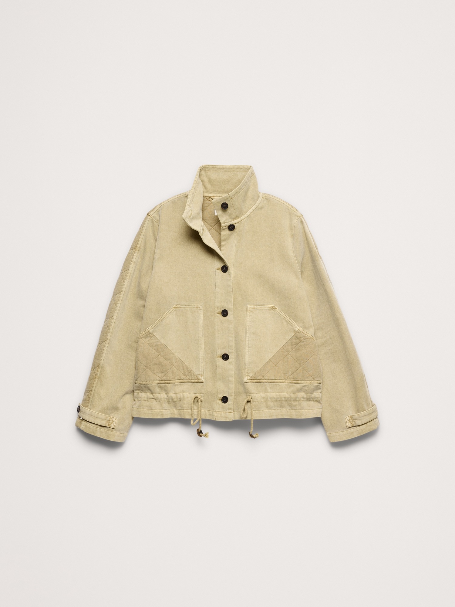 Женская куртка Banana Republic Quilted Cotton-Linen Utility, цвет: Хаки бежевый — фото 4