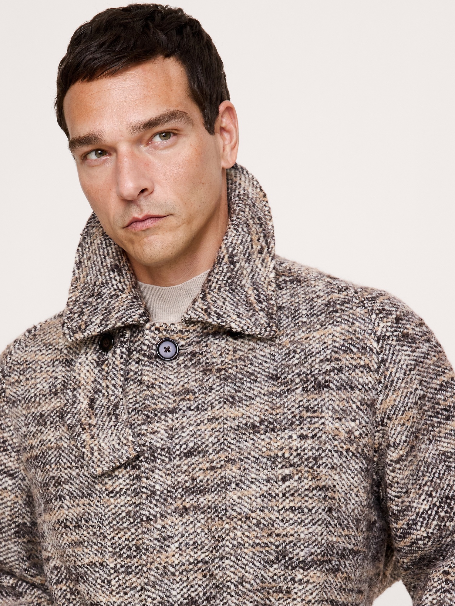 Мужское пальто Banana Republic Italian Twill Balmacaan, цвет: Серый разноцветный — фото 3
