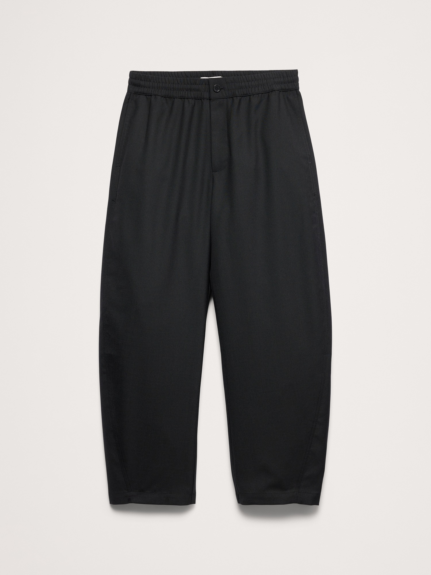 Мужские брюки Banana Republic Relaxed Barrel Wool-Blend Pull-On Pant, цвет: Чёрный — фото 4