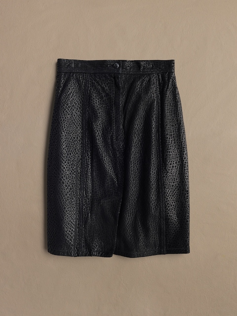 Archive Textured Leather Midi Skirt Women's Size 8