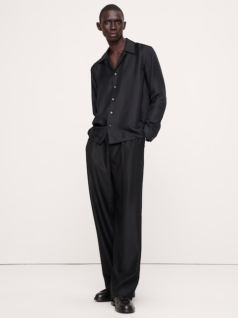 Standard-Fit Silk Long-Sleeve Resort Shirt
