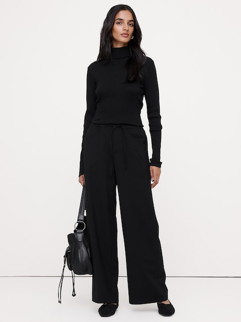 The Studio Wide-Leg Drawstring Pant in Italian Wool
