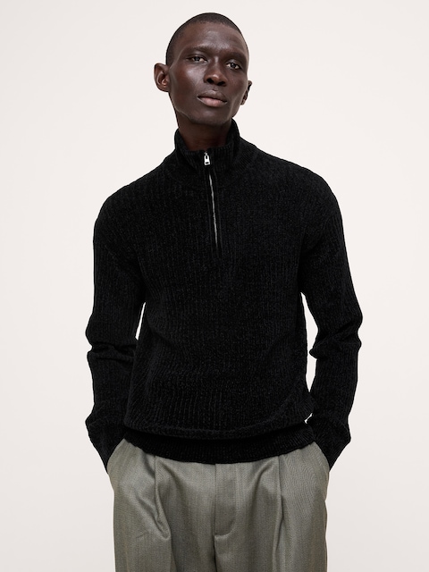 Italian Chenille Quarter-Zip Sweater
