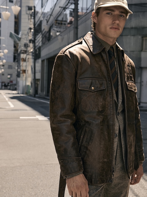 Leather Belted Field Jacket