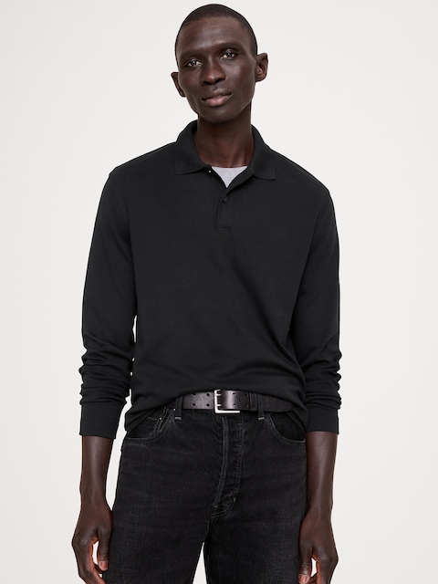 Luxury-Touch Long-Sleeve Polo