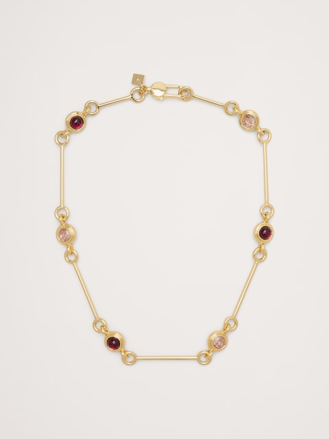 Circle Stone Link Necklace