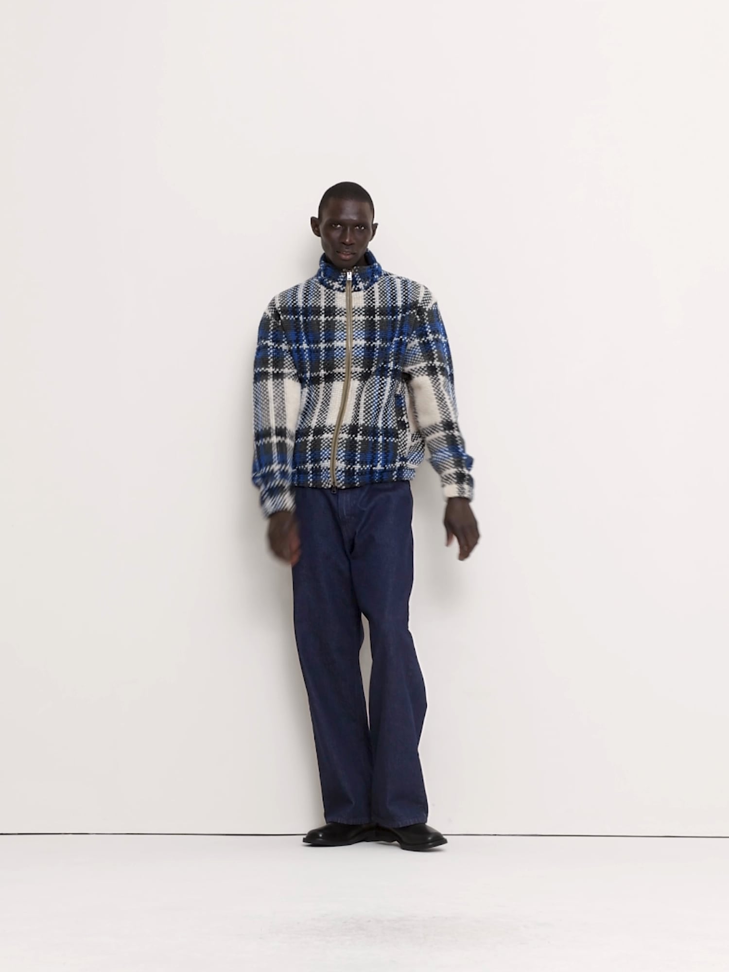 Brushed Plaid Track Jacket