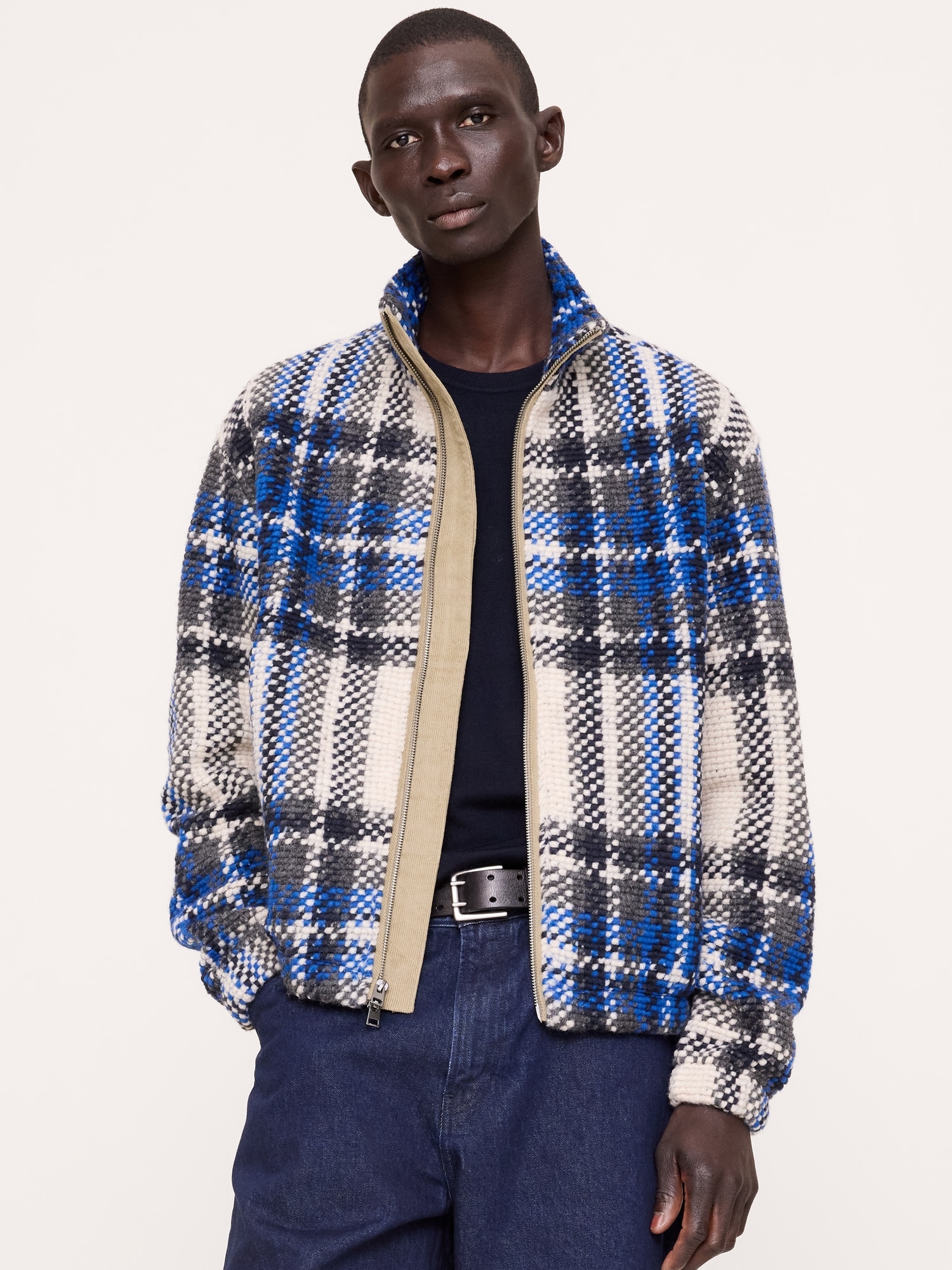 Brushed Plaid Track Jacket